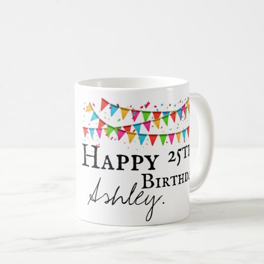 25ème tasse personnalisée d'anniversaire (Devant droit)