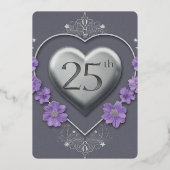 25ste huwelijksverjaardag folie uitnodiging (Voorkant)