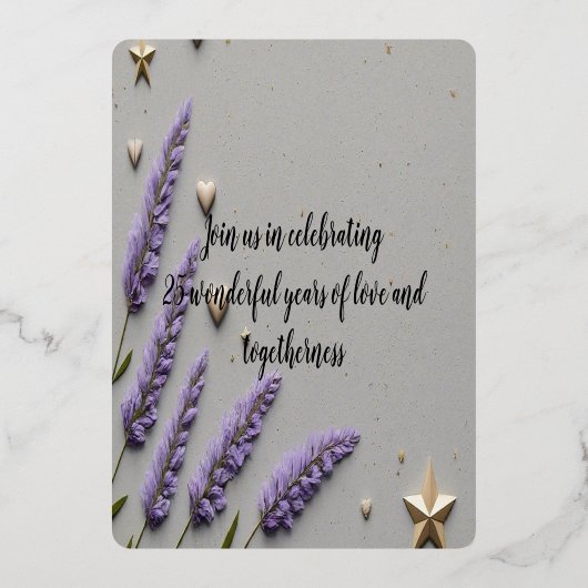 25ste huwelijksverjaardag folie uitnodiging (Achterkant)