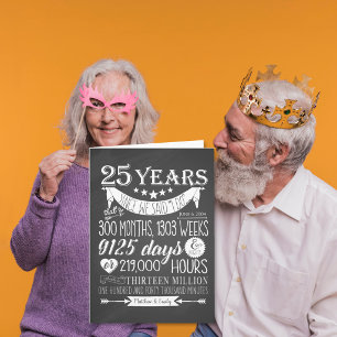 25ste huwelijksverjaardag, krijtbord, 25 jaar bedankkaart