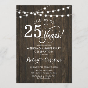 25ste trouwjubileum - Rustiek hout Kaart