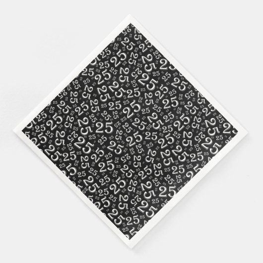 25th Age Random Number Pattern Black/White Servet (Hoek)
