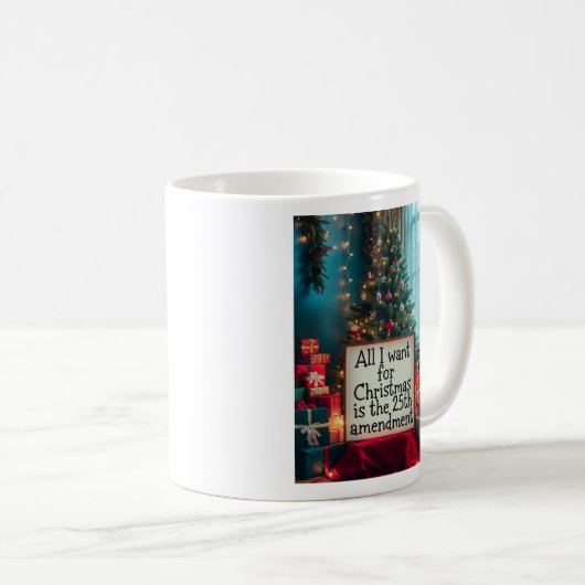 25th Amendment Christmas Mug with Festive Tree (Devant droit)