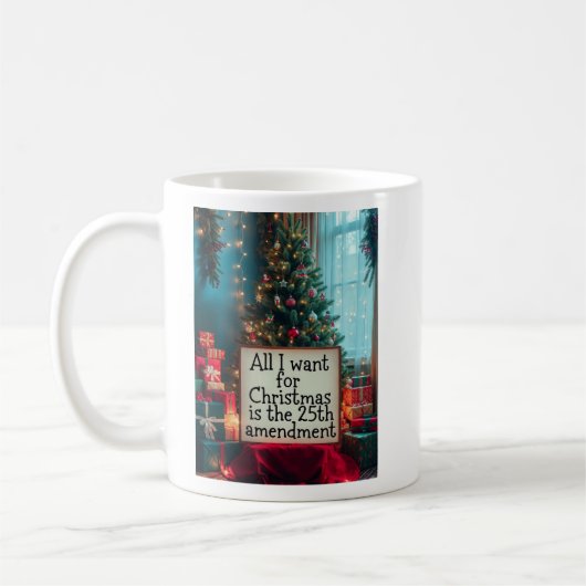 25th Amendment Christmas Mug with Festive Tree (Gauche)