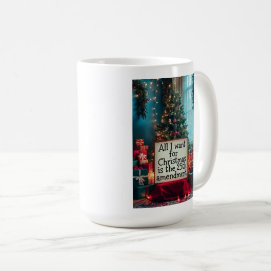 25th Amendment Christmas Mug with Festive Tree (Devant droit)