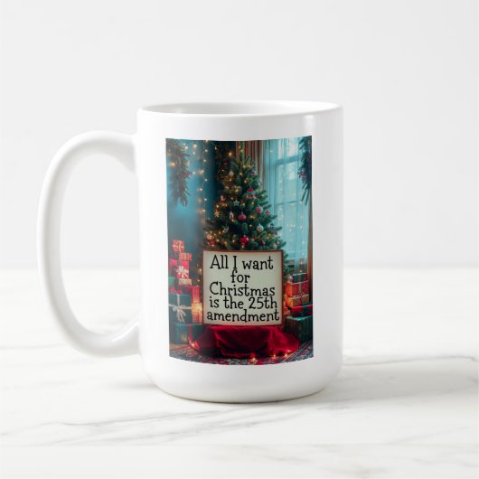 25th Amendment Christmas Mug with Festive Tree (Gauche)
