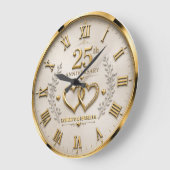 25th Anniversary Elegant Silver & Gold Wedding Grote Klok (Hoek)