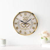 25th Anniversary Elegant Silver & Gold Wedding Grote Klok (Huis)