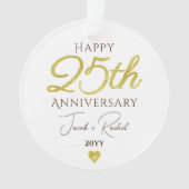 25th Anniversary Faux Gold Custom Wedding Ornament (voorkant)