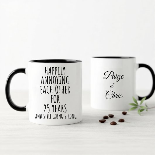 25th Anniversary Funny Silver Mug for Couples