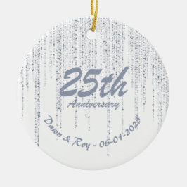 25th Anniversary Ornament Metal • Personalized Sil
