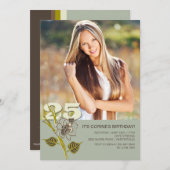 25th Birthday Foto Uitnodiging (Voorkant / Achterkant)