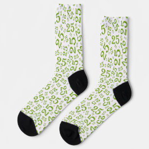 25th Birthday Green Random Number Pattern Sokken