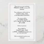 25th Birthday Party — Elegant Script + aangepaste  Folie Uitnodiging (Achterkant)