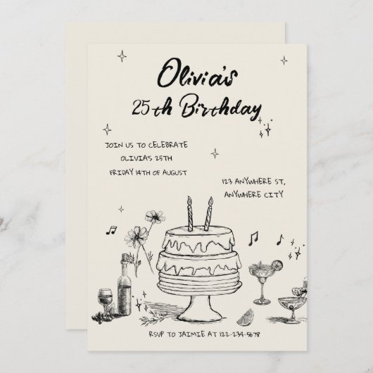 25th Birthday Party Invitation (Devant / Derrière)
