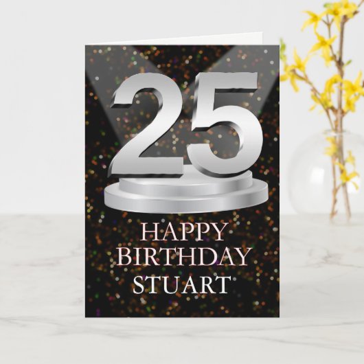 25th Birthday Spotlights Ajouter une carte de nom (Fleur jaune)