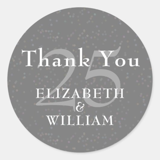 25th Jubileum Silver Stardust dank u Ronde Sticker (Voorkant)