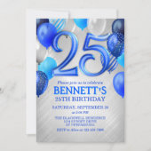 25th Mens Blue Anniversaire Invitation (Devant)