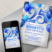 25th Mens Blue Anniversaire Invitation