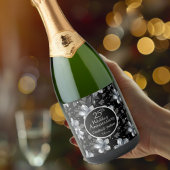 25th Silver Glitter Floral Wedding Jubileum Sparkling Wijnetiket