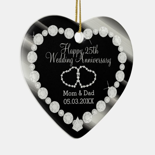 25th Silver Photo Wedding Jubileum Keramisch Ornament (Rechts)