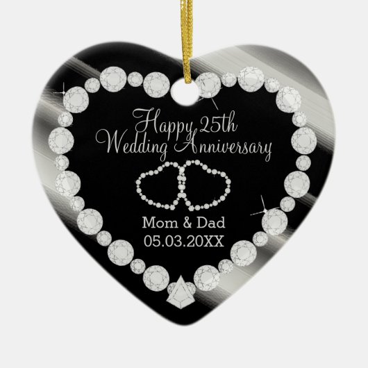 25th Silver Photo Wedding Jubileum Keramisch Ornament (Voorkant)