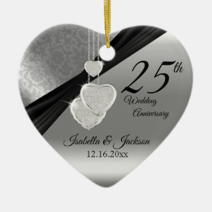 25th Silver Photo Wedding Jubileum met foto Keramisch Ornament