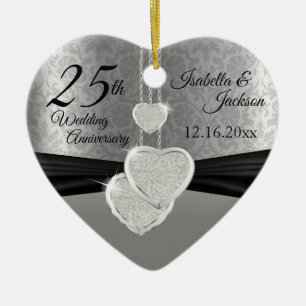 25th Silver Photo Wedding Jubileum met foto Keramisch Ornament