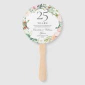 25th Silver Wedding Jubileum Bloemen Rozen Foto Handwaaier (Voorkant)