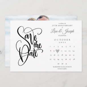 25th Silver Wedding Jubileum Calendar Foto Save The Date