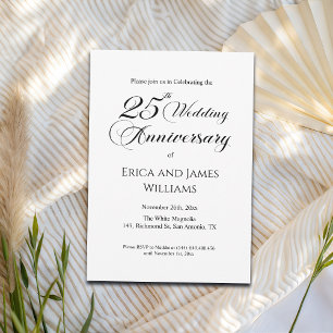 25th Silver Wedding Jubileum Elegant Script Kaart