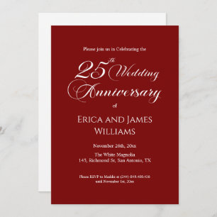 25th Silver Wedding Jubileum Elegant Script Kaart