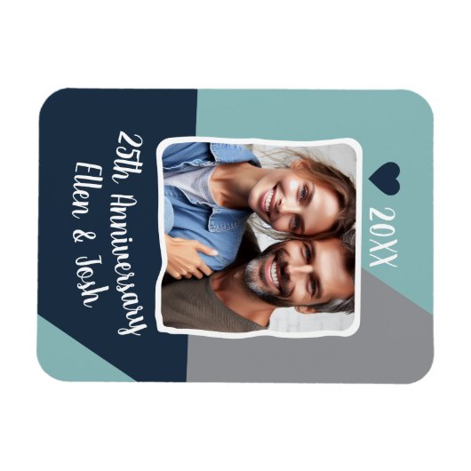 25th Silver Wedding Jubileum Foto Keepsake Magneet (Horizontaal)