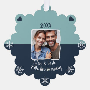 25th Silver Wedding Jubileum Foto Keepsake Ornament Kaart