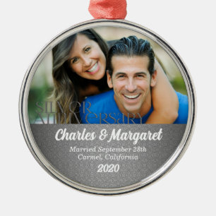 25th Silver Wedding Jubileum Foto Metalen Ornament