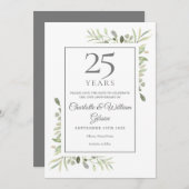 25th Silver Wedding Jubileum Greenery Save The Date (Voorkant / Achterkant)