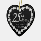 25th Silver Wedding Jubileum Heart Keramisch Ornament (Links)