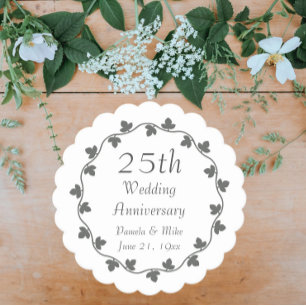 25th Silver Wedding Jubileum Ivy Krans Kartonnen Onderzetters