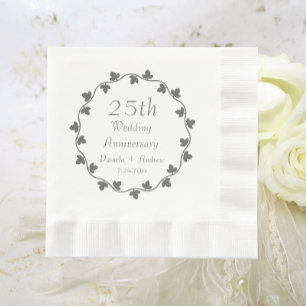 25th Silver Wedding Jubileum Ivy Krans Servet