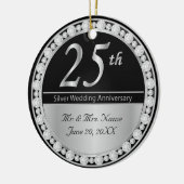 25th Silver Wedding Jubileum Keepslag Keramisch Ornament (Links)