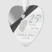 25th Silver Wedding Jubileum Keepslag Ornament (voorkant)