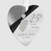 25th Silver Wedding Jubileum Keepslag Ornament (voorkant)