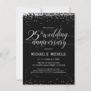 25th Silver Wedding Jubileum Party Invite Kaart