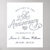 25th Silver Wedding Jubileum Real Folie Afdrukken (Voorkant)