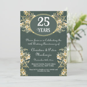 25th Silver Wedding Jubileum Rich Floral Kaart