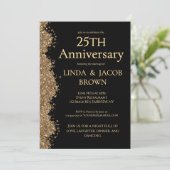 25th Wedding Anniversary Gold Faux Glitter Kaart (Staand voorkant)