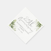 25th Wedding Anniversary Greenery Silver Script Servet (Hoek)