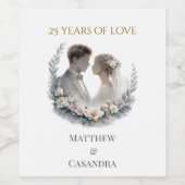 25th Wedding Anniversary Heirloom Celebration Wijn Etiket (Enkel label)