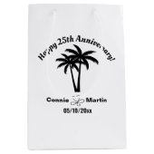 25th Wedding Anniversary Palm Trees Medium Cadeauzakje (Voorkant)