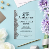 25th Wedding Anniversary Silver Faux Glitter  Acryl Uitnodigingen (Insitu (Huwelijk))